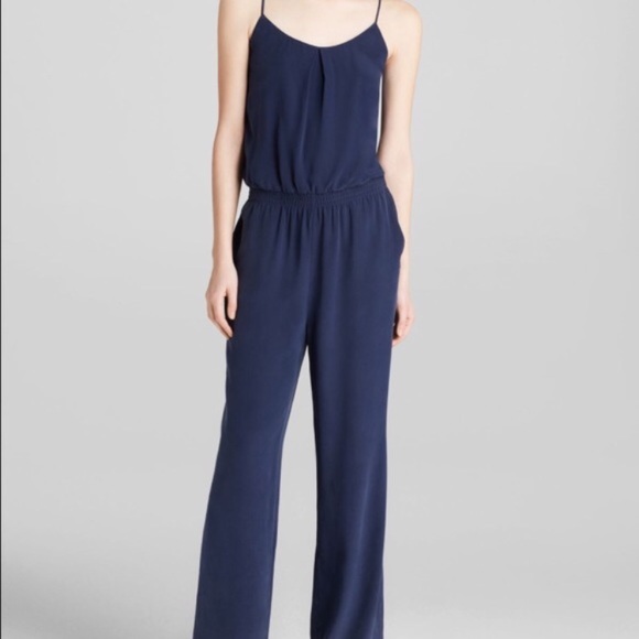 navy silk jumpsuit